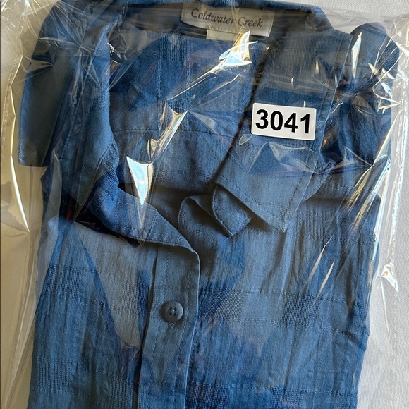 Coldwater Creek Sheer Blue Button-Front Women's Shirt - Lightweight Layering Top - Picture 10 of 17